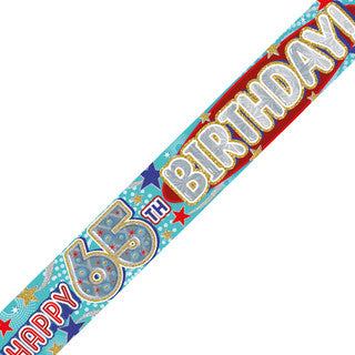 Happy 65th Birthday Blue Celebration Banner