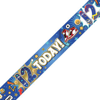 Happy 12th Birthday Skateboard Stars Banner