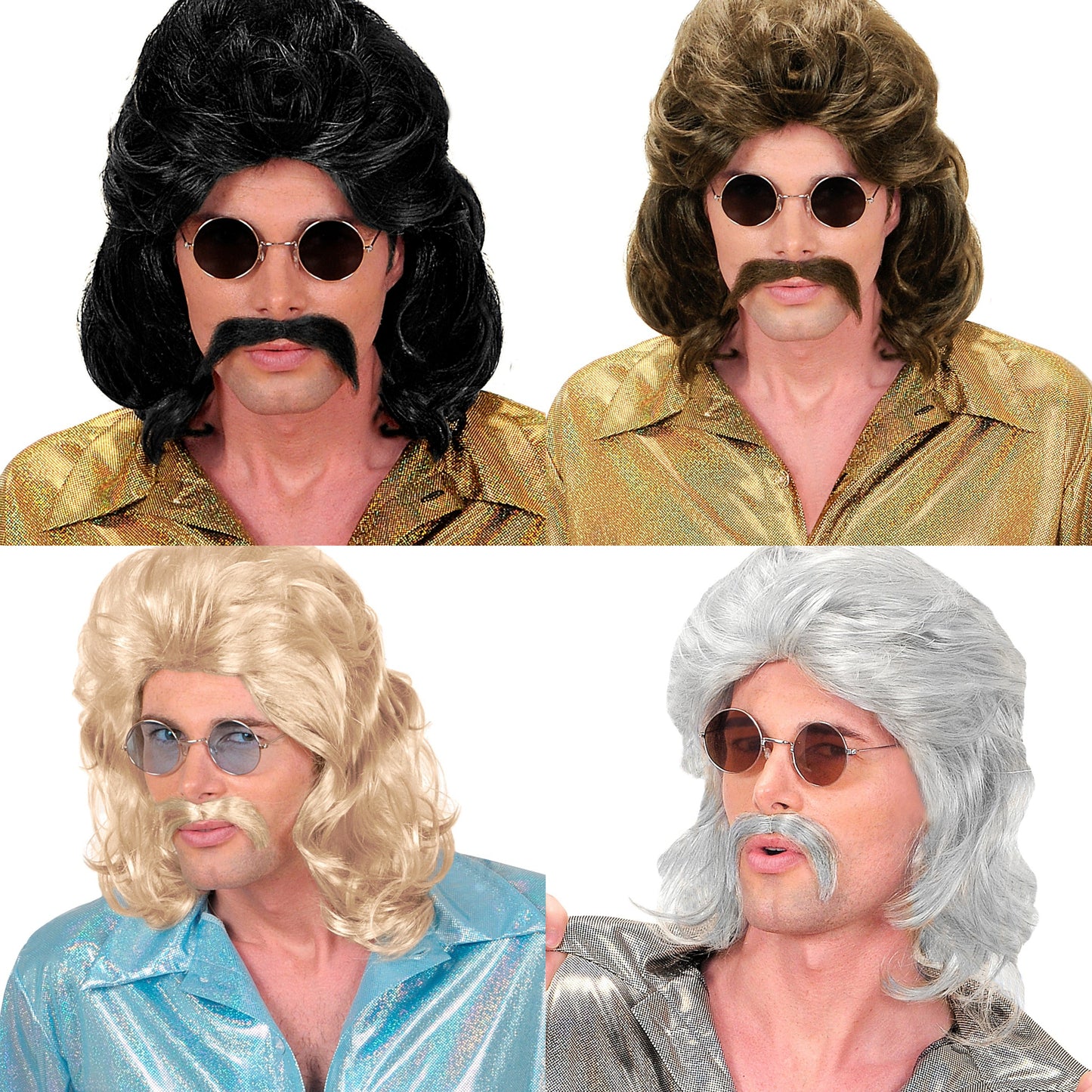 70's Disco Man Wig and Moustache