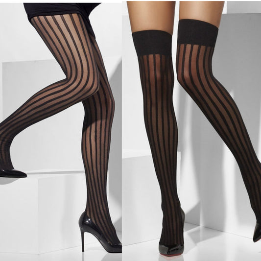 Sheer Black Vertical Tights/ Stockings