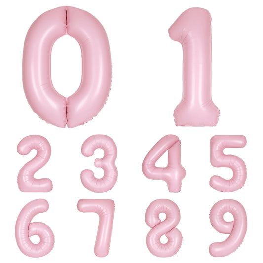 Giant Foil Number Balloon Matt Pale Pink