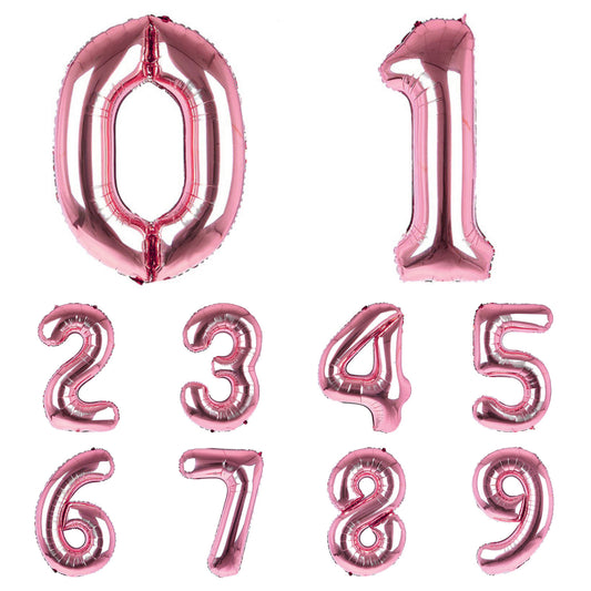 Giant Foil Number Balloon Shiny Pale Pink