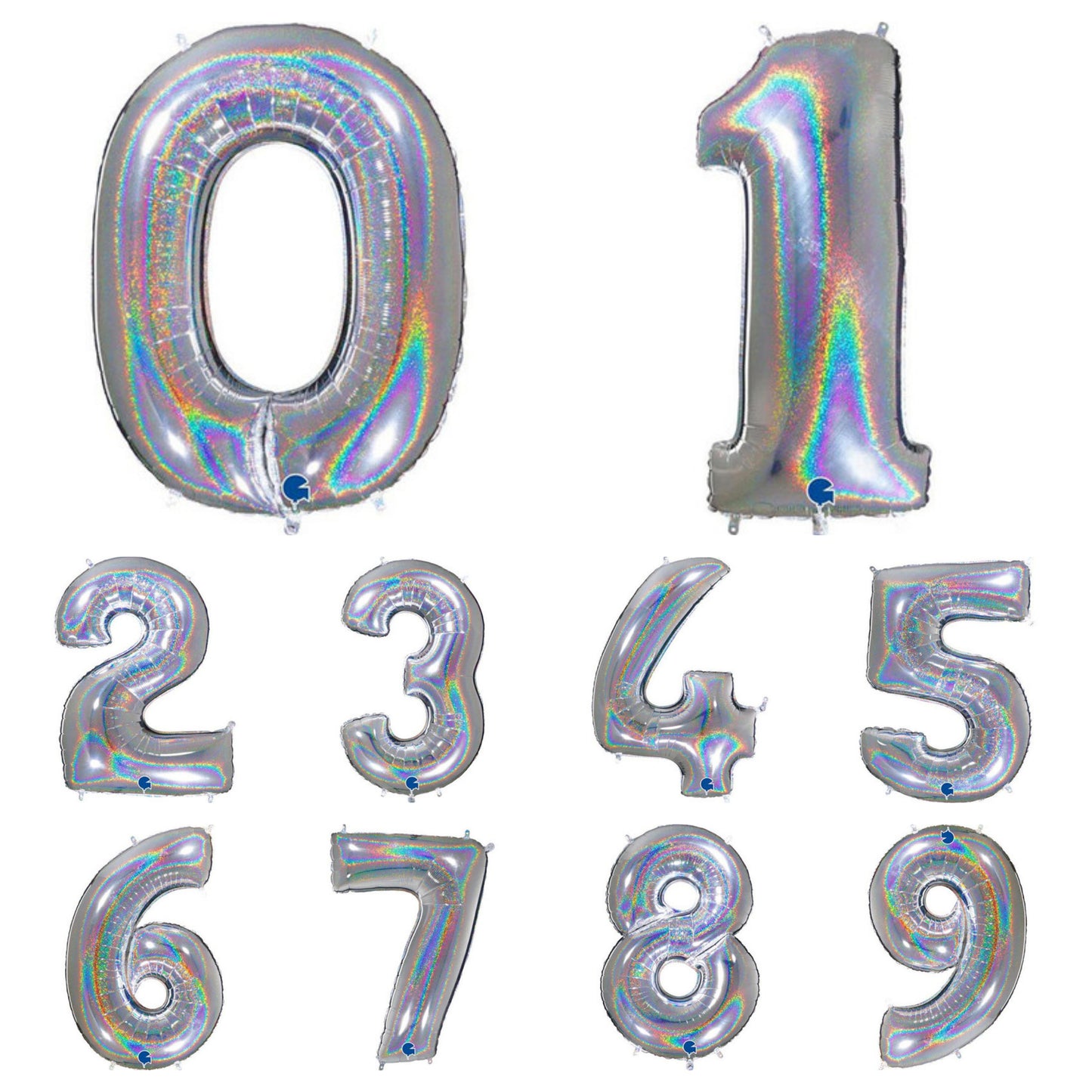 Giant Foil Number Balloon Holographic Silver
