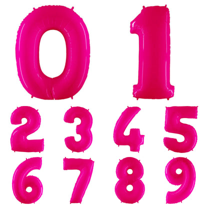 Giant Foil Number Balloon Florescent Neon Pink