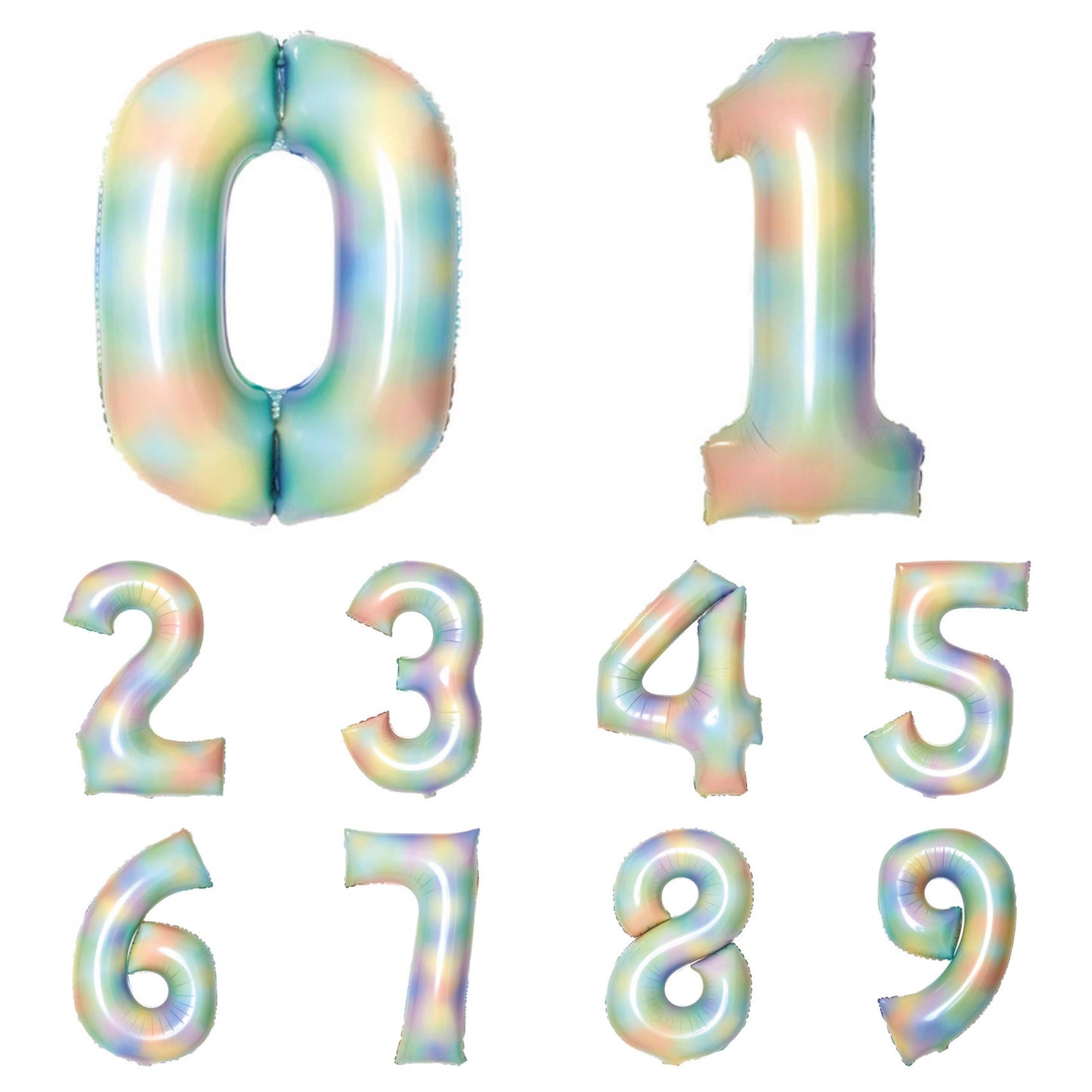 Giant Foil Number Balloon Pastel Rainbow