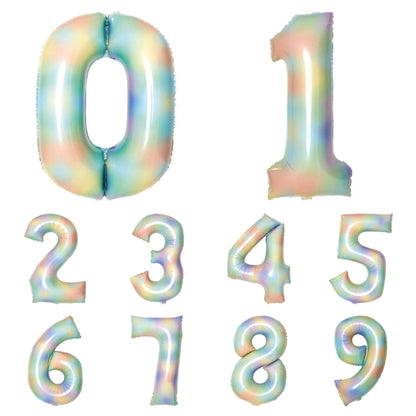 Giant Foil Number Balloon Pastel Rainbow