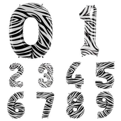 Giant Foil Number Balloon Zebra Print