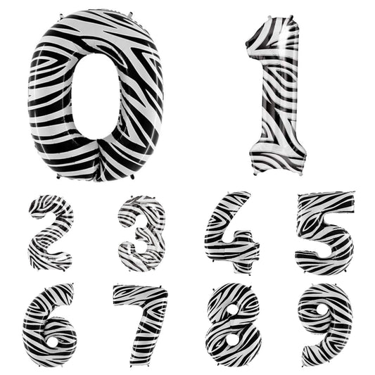 Giant Foil Number Balloon Zebra Print