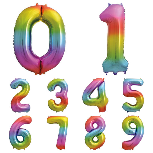 Giant Foil Number Balloon Bright Rainbow