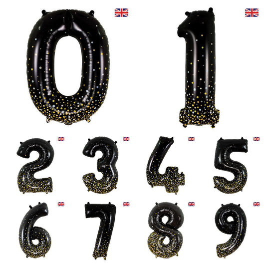 Giant Foil Number Balloon Black Sparkling Fizz