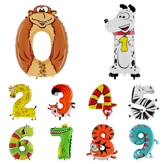 Giant Foil Number Balloon Zooloon Animal