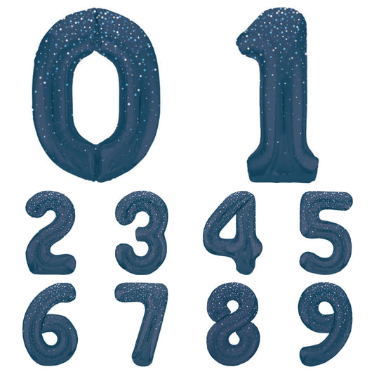 Giant Foil Number Balloon Blue Sparkle