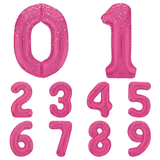Giant Foil Number Balloon Pink Sparkle