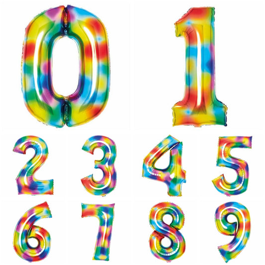 Giant Foil Number Balloon Rainbow Splash