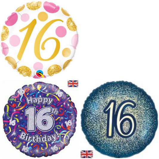 Age 16 Glitter/ Purple 18" Foil Balloon