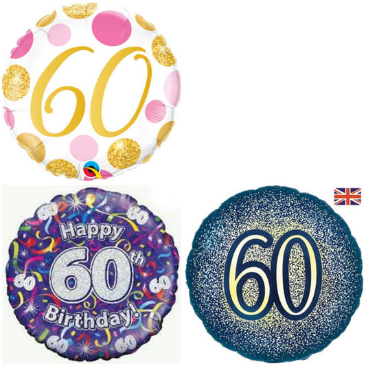 Age 60 Glitter/ Purple 18" Foil Balloon