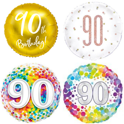 Age 90 Gold/ Coloured 18" Foil Balloon