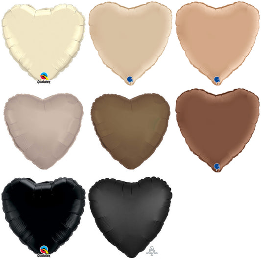 Plain Heart Beige/ Brown/ Black 18" Balloon