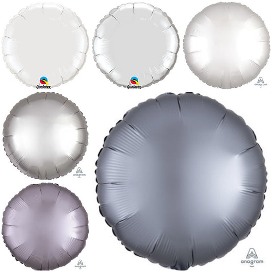 Plain Round White/ Silver 18" Balloon