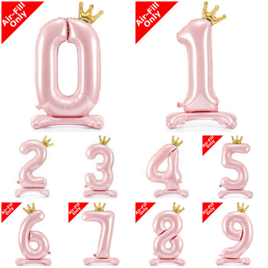 Airfilled Stand-up 25'' Foil Number Balloon Pink Crown