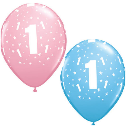 Age 1 Latex Balloon Scatter Stars - 6 Pack