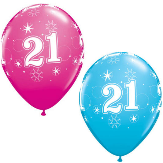 Age 21 Latex Balloon Sparkle Stars - 25 Pack (Available in Singles)