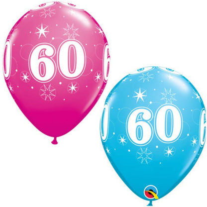 Age 60 Latex Balloon Sparkle Stars - 25 Pack (Available in Singles)