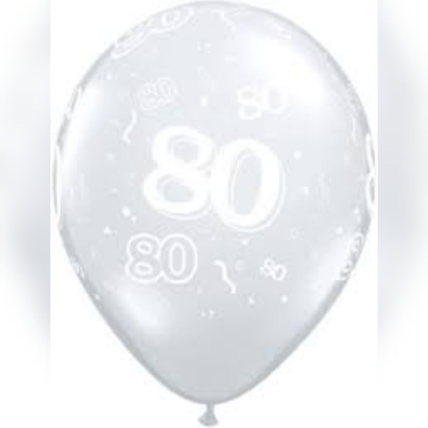 Age 80 Latex Balloon Around Clear - 50 Pack (Available in Singles)