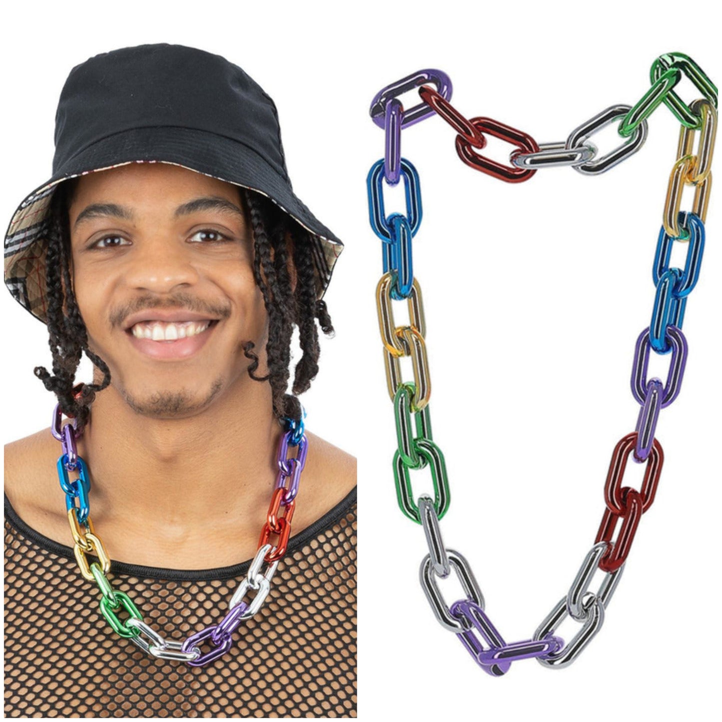 Rainbow Metallic Chunky Chain Necklace