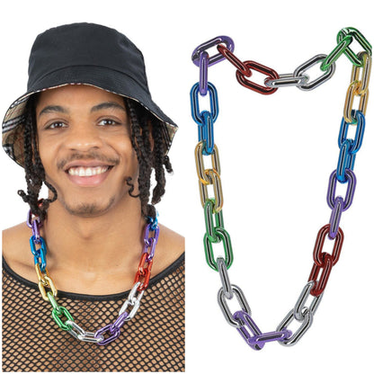 Rainbow Metallic Chunky Chain Necklace