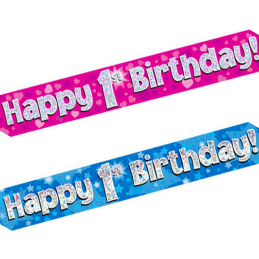 Happy 1st Birthday Holographic Banner