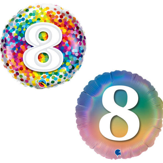 Age 8 Coloured 18" Foil Balloon
