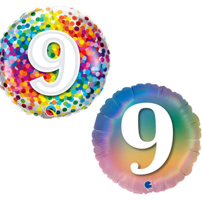 Age 9 Coloured 18" Foil Balloon