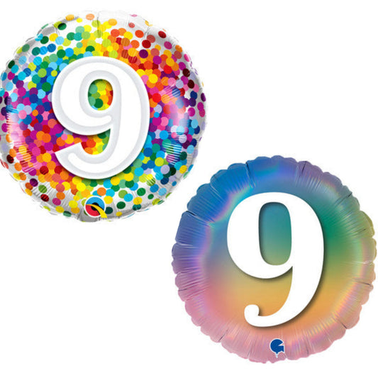 Age 9 Coloured 18" Foil Balloon