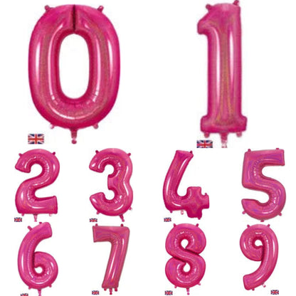 Giant Foil Number Balloon Holographic Pink