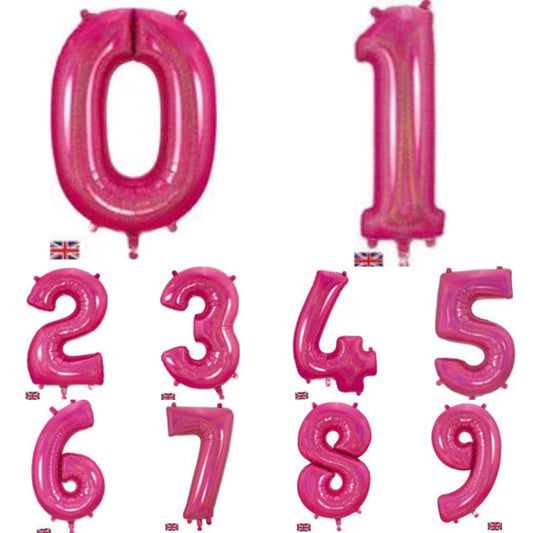 Giant Foil Number Balloon Holographic Pink