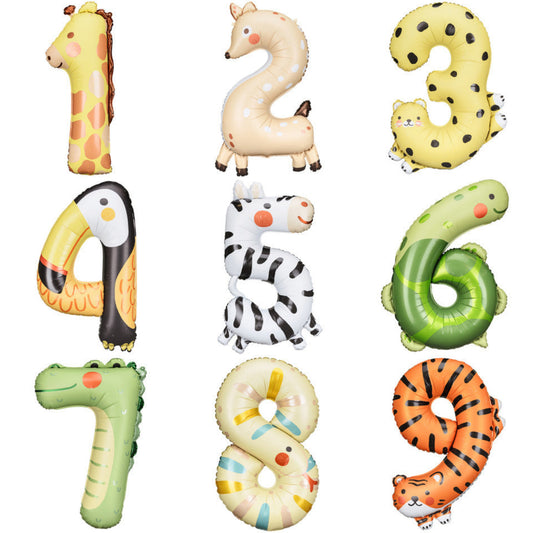 Giant Air Filled Foil Number Balloon Pastel Animal (perfect for tower toppers)