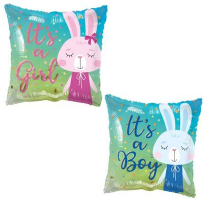 It's a Girl/ Boy Rabbit 18" Foil Balloon