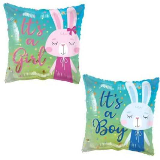 It's a Girl/ Boy Rabbit 18" Foil Balloon