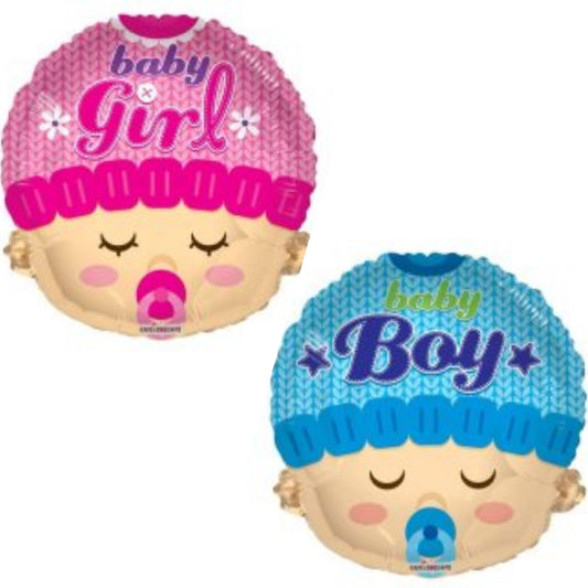Baby Girl/ Boy Face Jr Shape 18" Foil Balloon