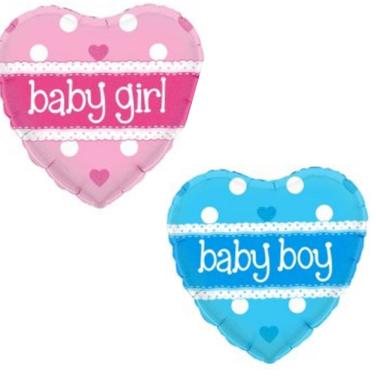 Baby Girl/ Boy Heart 18" Foil Balloon