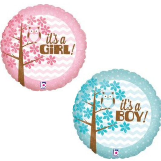 It's Girl/ Boy Owl 18" Foil Balloon