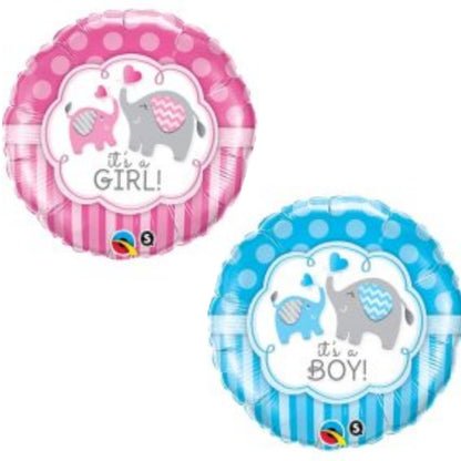 It's Girl/ Boy Cute Elephants 18" Foil Balloon