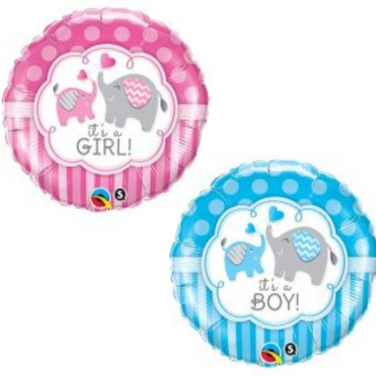 It's Girl/ Boy Cute Elephants 18" Foil Balloon