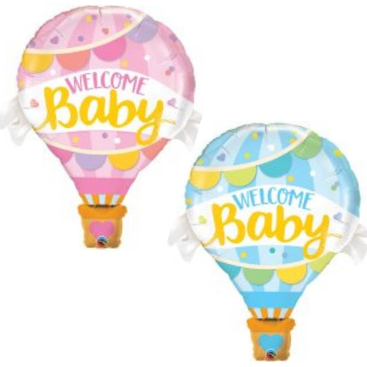 Welcome Baby Girl/ Boy Hot Air Balloon Supershape Foil Balloon