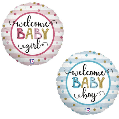 Welcome Baby Girl/ Boy Modern Dots 18" Foil Balloon
