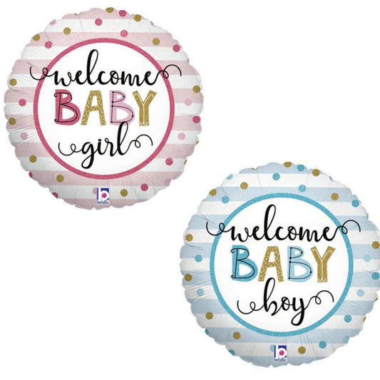 Welcome Baby Girl/ Boy Modern Dots 18" Foil Balloon