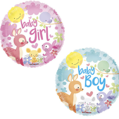 Baby Girl/ Boy Woodland Friends 18" Foil Balloon