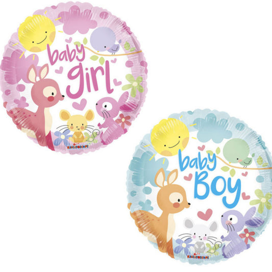Baby Girl/ Boy Woodland Friends 18" Foil Balloon
