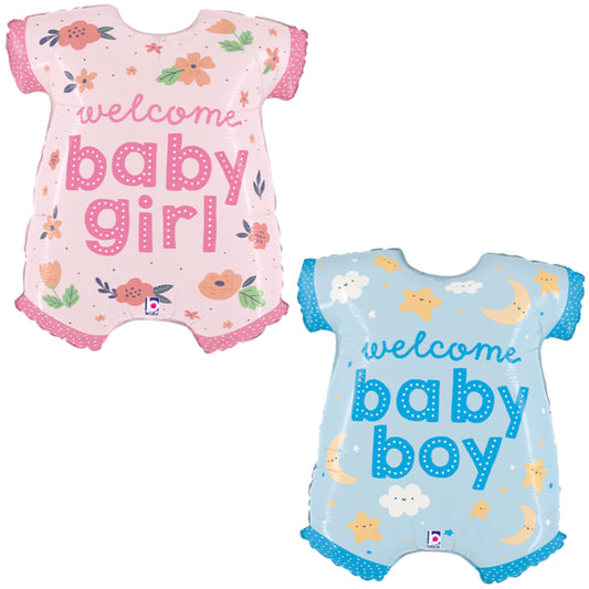 Welcome Baby Girl/ Boy Onesie Supershape Foil Balloon